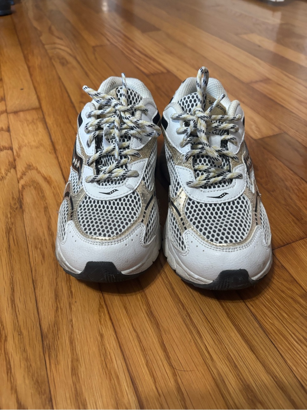 Saucony Kids White and Gold Accent Sneakers